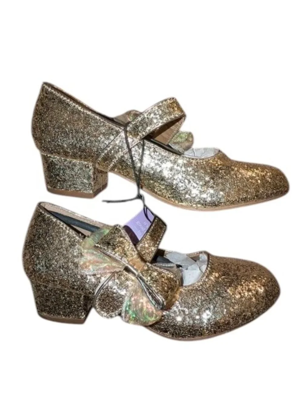 NEW Mia Kids Glitter Sparkle Bow Slip On Mary Jane Low High Heels Fancy Shoes 13